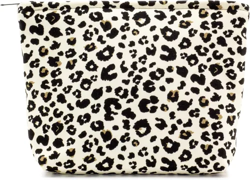 Miniatura 41 de Pazimiik Bolsa de maquillaje floral, grande, de algodón, con cremallera para bolsa de viaje, organizador de maquillaje de lona para mujeres, Algodón