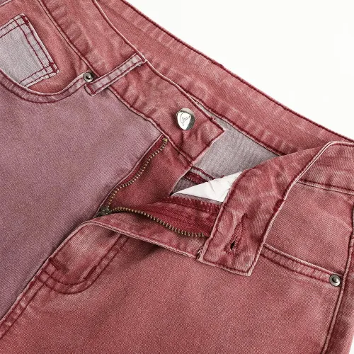 Miniatura 4 de THUNDER STAR Pantalones de mezclilla elásticos de retazos de cintura alta para mujer