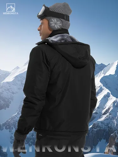 Miniatura 2 de WENRONSTA Chaqueta de esquí para hombre, abrigo de invierno, cálido, impermeable, rompevientos, montaña, snowboard, con capucha, senderismo, traval