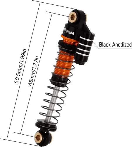 Miniatura 2 de INJORA Amortiguador de aceite de amortiguador de choque tele roscado de aluminio de 1.772 in para 1/24 RC Crawler FMS FCX24 Actualización (Oro)