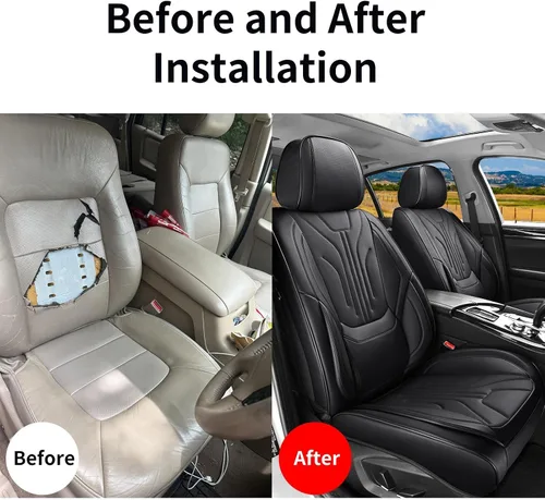 Miniatura 4 de Juego completo de fundas de asiento de automóvil, protector de cojín de piel sintética de ajuste universal, impermeable, antideslizante, accesorios