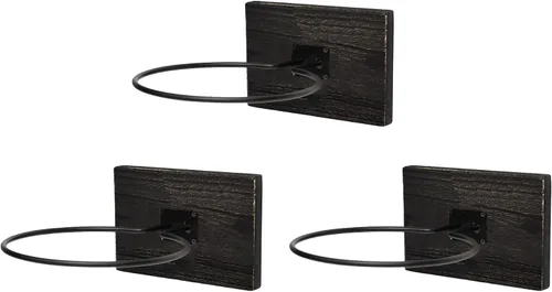 Miniatura 2 de GENMOUS Set of 3 Wood Basketball Holder Wall Mount Display for Boys Room Decor, Metal Ball Rack Display Stand for Basketball Football Volleyball