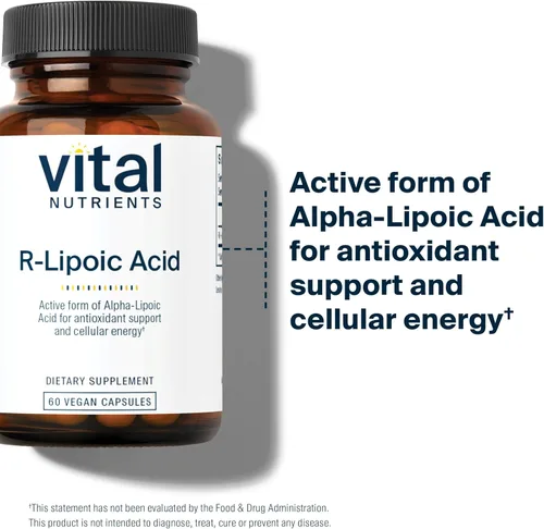 Miniatura 6 de Vital Nutrients Ácido R-lipoico – Antioxidante activo de ácido alfa-lipoico – Suplemento ALA para metabolismo saludable y energía – Gluten, lácteos