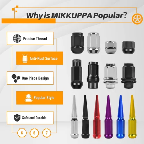 Miniatura 6 de MIKKUPPA Tuercas de llanta OEM de 9/16"-18 – Repuesto para ruedas Dodge Ram 1500 Dakota Durango Chrysler Aspen Mitsubishi Raider Factory, juego