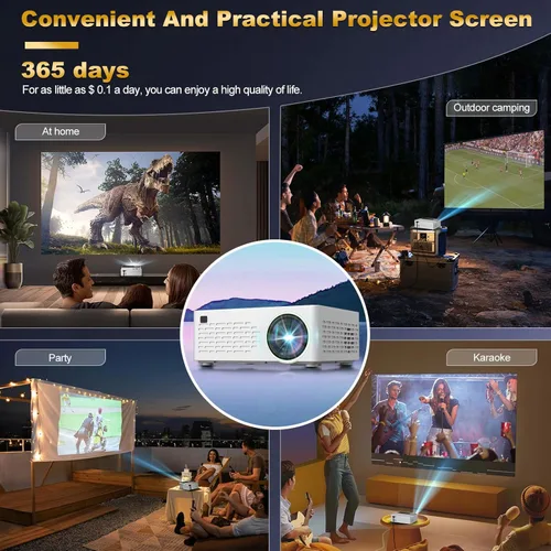 Miniatura 5 de Soporte inteligente para proyectores 4K, viene con un mini soporte, mini proyector con altavoz estéreo, proyector portátil Full HD, compatible