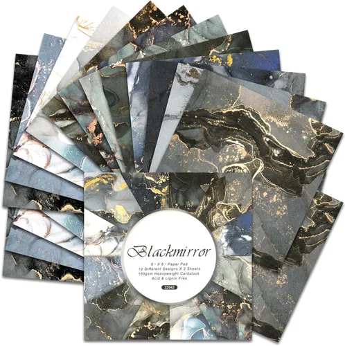 Miniatura 19 de BLEDS Papel de álbum de recortes, bloc de 24 hojas de papel para álbumes de recortes de manualidades de 12x12 pulgadas con patrón de galaxia