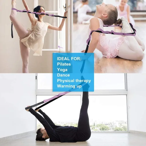 Miniatura 6 de A AZURELIFE Half-Elastic Stretch Straps with 11 Loops, Stretching Strap for Physical Therapy, Multi-Loop Yoga Strap Fitness Exercise Strap for Yoga