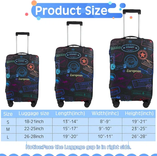 Miniatura 2 de Sherr Funda de equipaje de viaje de 3 piezas, protector de maleta, funda antiarañazos, fundas de equipaje lavables, Tema Vintage