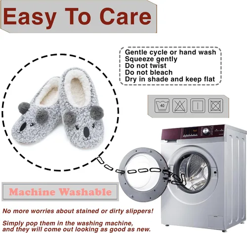 Miniatura 6 de cosyone1997 Lindas pantuflas de animales para niños, niñas y mujeres, calcetines de casa mullidos con suela antideslizante suave, regalos únicos
