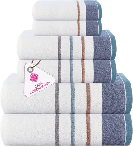 Miniatura 60 de CASA COPENHAGEN Solitaire Juego de 6 toallas - Negro, 600 GSM 2 toallas de baño 2 toallas de mano 2 toallitas, diseñadas en Dinamarca, hechas