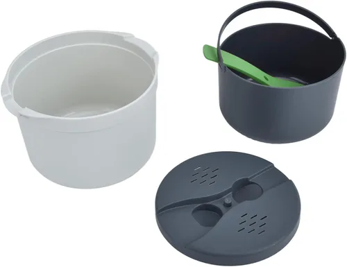 Olla de arroz para microondas, material PP de grado alimenticio, olla de 6 tazas, 2 L, vaporera multifuncional con tapa de cuchara de arroz, colador