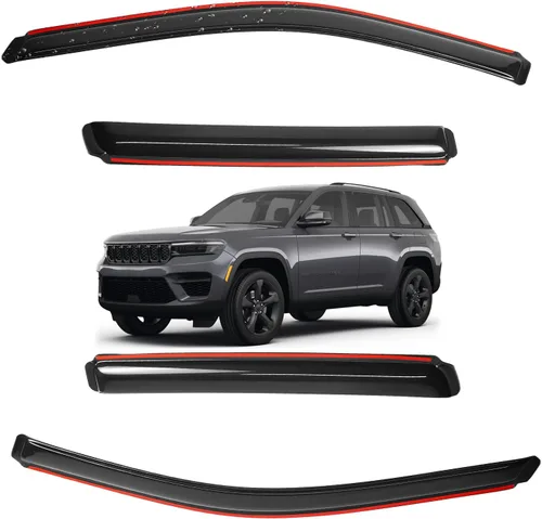 Miniatura 13 de Visor de ventana en canal para Jeep Grand Cherokee WK2 4 puertas SUV 2022, deflector de viento, protector solar y lluvia, adhesivo, a prueba