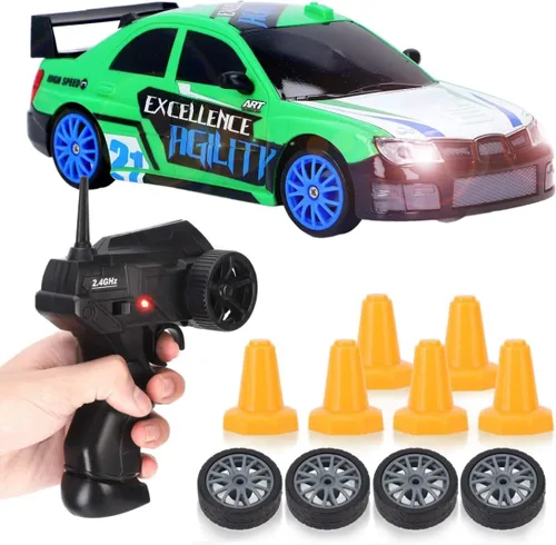 Miniatura 13 de Liberty Imports RC Drift Car 1/24 2.4GHz 4WD Control remoto Sport Racing Vehículo en carretera con luz LED, baterías y neumáticos de deriva