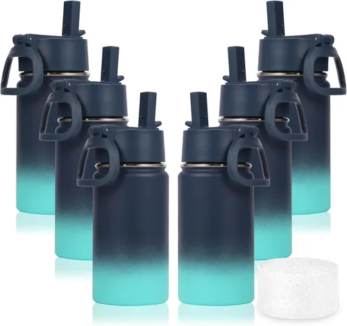 Miniatura 37 de Volhoply Botella de agua de acero inoxidable aislada de 14 onzas con tapa de pajita y funda de silicona, sin BPA, fácil de usar para niños y niñas