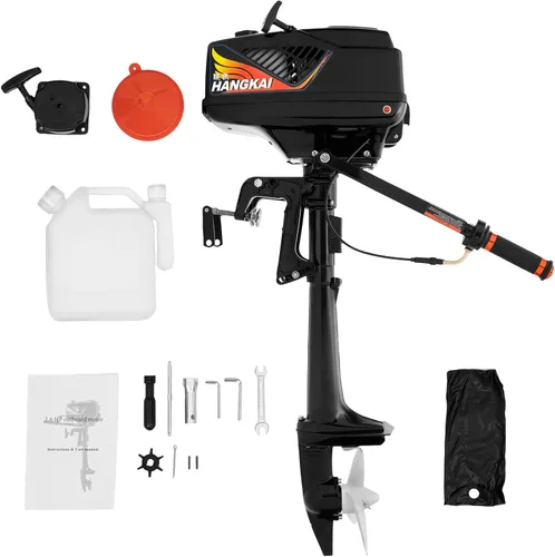 Miniatura 9 de HANGKAI - Motor fuera de borda de 4 HP de 4 tiempos 52CC, motor de barco de pesca resistente con sistema de refrigeración por aire, sistema CDI 4HP