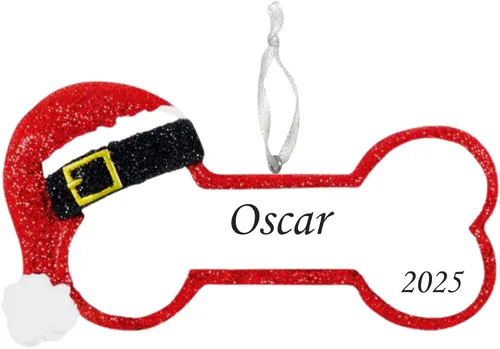 Miniatura 11 de Adorno de Navidad personalizado para perro 2025, hueso de perro con lazo, recuerdo personalizado para mascotas, nuevo adorno para cachorros, primera