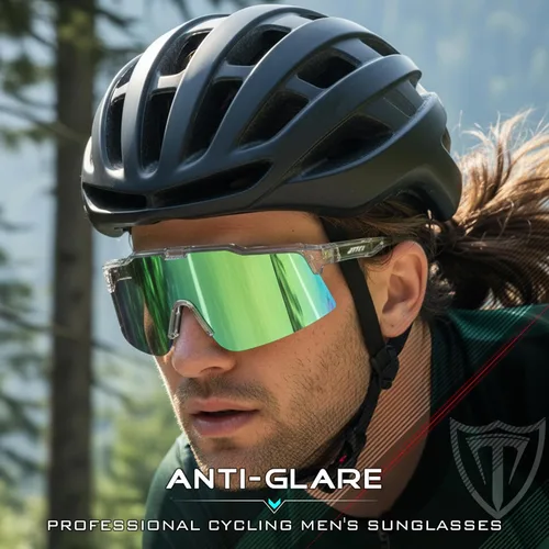 Miniatura 2 de ATTCL Gafas de sol unisex TR90 de ciclismo para hombres y mujeres, lentes de PC, gafas deportivas, ciclismo, pesca, correr Kc11-toubai-verde/Espejo