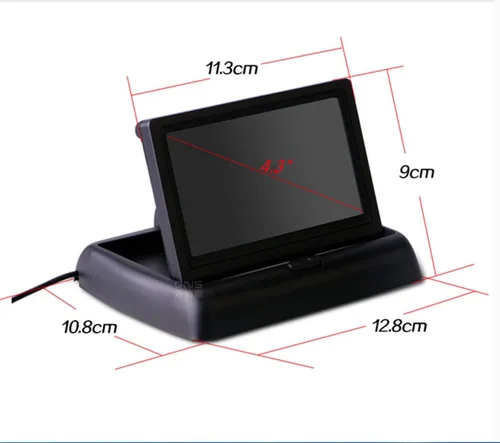 Miniatura 2 de Monitor de visión trasera universal plegable de 4.3 pulgadas con 2 canales RCA, entrada de 12-24 V, pantalla de respaldo automático para camión
