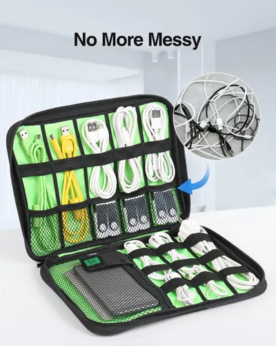 Miniatura 5 de Luxtude Estuche organizador de artículos electrónicos, bolsa organizadora de cables, organizador de cables portátil, estuche de viaje para Rojo
