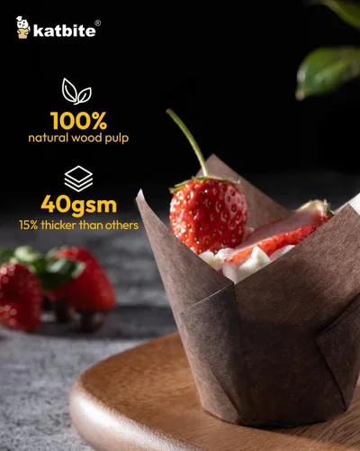 Miniatura 5 de Katbite 200 forros para cupcakes de tulipán, soportes para magdalenas, tazas para hornear, envoltura de cupcakes para fiestas, bodas, cumpleaños