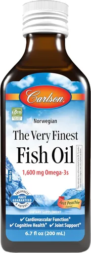 Miniatura 12 de Carlson El aceite de pescado The Very Finest para niños, 800 mg de omega-3, sabor Just Peachie, 6.8 fl oz - Aceite de pescado noruego líquido