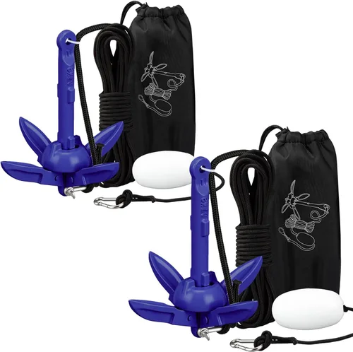 Miniatura 26 de Lounsweer Paquete de 2 anclajes de kayak marino de 1.5/3.5 libras, kit de anclaje plegable para barco, kayak, pesca, accesorios para botes pequeños