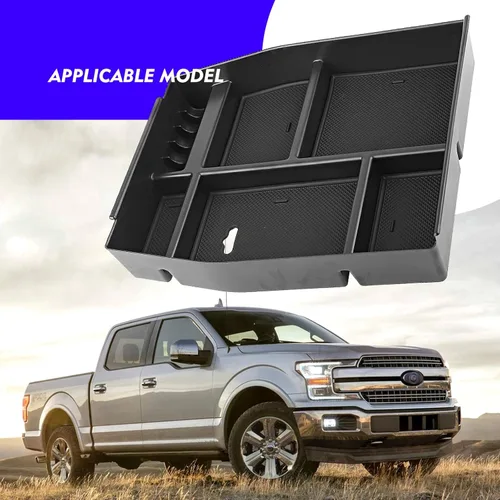 Miniatura 8 de Bandeja de consola F150 2018, bandeja organizadora de consola central para Ford F-150 Raptor 2015-2020, reposabrazos medio, caja de almacenamiento
