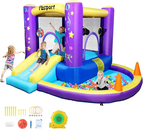 Miniatura 10 de FBSPORT Castillo inflable para niños, tobogán de castillo de rebote para interiores y exteriores, castillo inflable para niños pequeños, casa