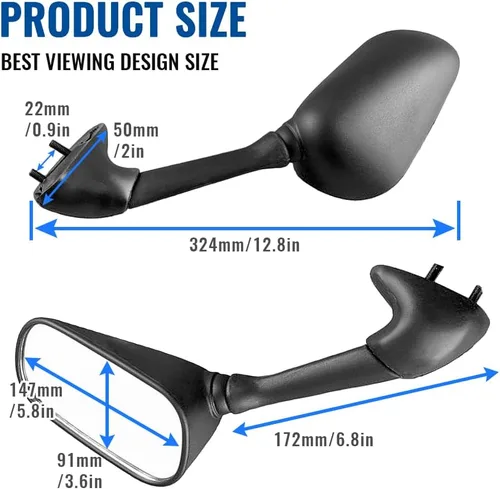 Miniatura 3 de Three T Espejo retrovisor negro de repuesto para Yamaha YZF R1 R6 2001 2002 2003