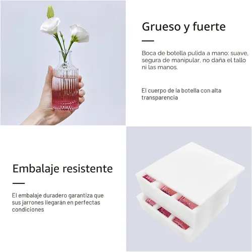 Miniatura 6 de SUPMIND Juego de 12 Jarrones de Cristal para Capullos, Pequeño Jarrón de Flores para Centros de Mesa, Jarrones Rosados para Capullos al Por Mayor