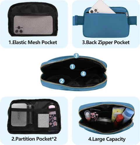 Miniatura 117 de Riñonera cruzada para mujeres y hombres, bolsa para cinturón para senderismo con correa ajustable, riñonera para correr, entrenamiento, deportes