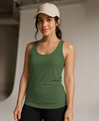 Miniatura 2 de Sexy Basics Paquete de 5 camisetas sin mangas PowerFlex con espalda nadadora para mujer / Camisetas sin mangas elásticas de algodón y elastano