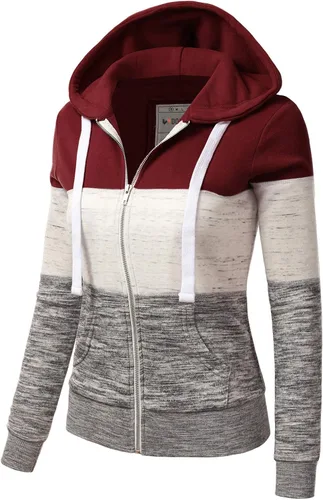Miniatura 2 de Doublju - Chaqueta ligera y delgada con capucha y cremallera para mujer de talla extragrande