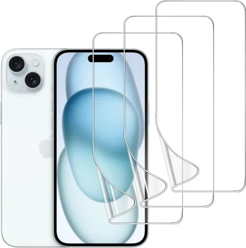 Miniatura 13 de Paquete de 3 protectores de pantalla de TPU para iPhone 15 Pro Max, película de hidrogel transparente HD transparente suave y flexible compatible