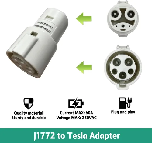 Miniatura 3 de Adaptador de carga J1772 a Tesla compatible con adaptador de cargador SAE J1772 EV a accesorios Tesla Model 3, Y, S, X (blanco)