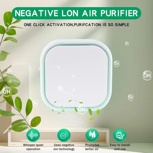 Miniatura 2 de Paquete de 2 purificadores de aire de iones negativos con luz nocturna, ionizadores de aire para el hogar, silencioso y portátil, enchufable