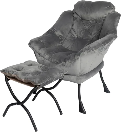 Miniatura 15 de Silla reclinable con otomana plegable, sillas de sala de estar, silla de salón contemporánea de acento, silla de sofá de ocio con marco de acero
