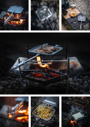 Miniatura 9 de camping moon Sandwich Maker Hot Sand Single Burner Gas Fire Open Fire Compact Aluminum TT-1315 Plateado