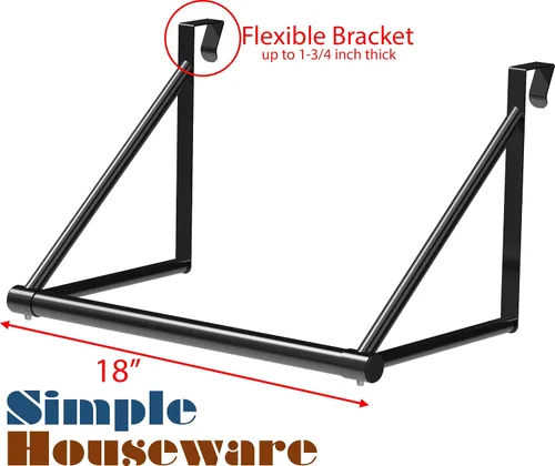 Miniatura 2 de Simple Houseware - Barra para colgar ropa sobre la puerta, color negro