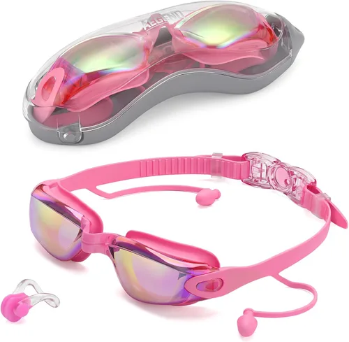 Miniatura 11 de Aegend Gafas de natación, gafas de natación sin fugas, protección completa para adultos, hombres, mujeres y jóvenes Azul y plateado.