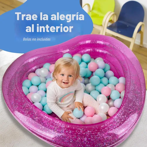 Miniatura 4 de ArtCreativity Piscina inflable brillante para niños con 3 niveles, piscina inflable transparente para niños con purpurina plateada y parte inferior