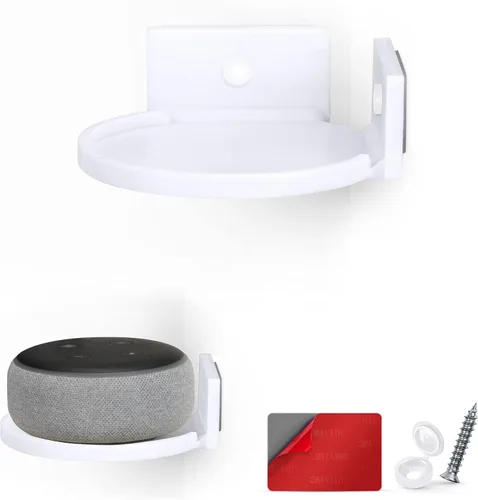 BRAINWAVZ Estante flotante pequeño de 4 pulgadas, adhesivo y atornillado, para altavoces Bluetooth, cámaras, plantas, juguetes, libros y más, Blanco