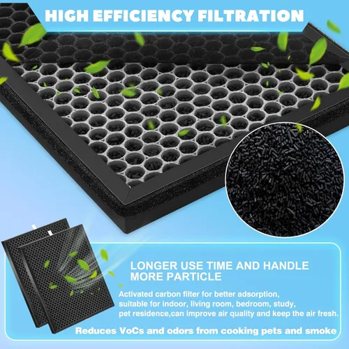 Miniatura 5 de Paquete de 2 filtros de repuesto mejorados FZ-A80DFU, compatible con purificador de aire Sharp FP-A60UW y FP-A80UW, filtro de carbón activado QCYZTL
