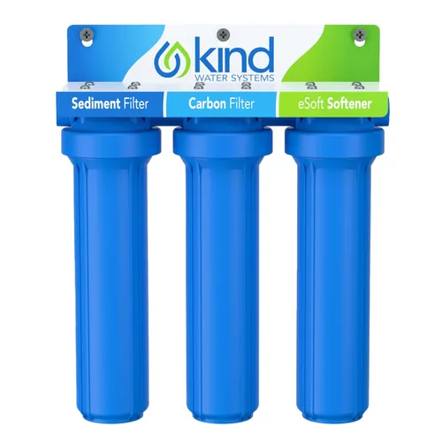 Kind Water Filtro de Agua para Toda la Casa - Suavizante Sin Sal, Etapa de Sedimentos, Bloque de Carbón de Cáscara de Coco de Alto Rendimiento,