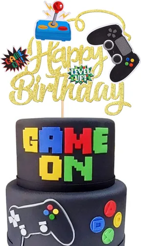 Miniatura 8 de 25 piezas de adornos para cupcakes de videojuegos, adornos para cupcakes de feliz cumpleaños, controladores de juego, adornos para cupcakes