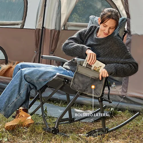 Miniatura 2 de Portal Mecedora plegable para acampar al aire libre – Silla reclinable gruesa acolchada mecedora portátil para camping para patio, porche delantero