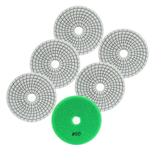 FOCSTOL Almohadillas de pulido húmedo de diamante – Kit de pulido de grano 50 de 4 pulgadas (3.937 in) para granito mármol piedra artificial cuarzo
