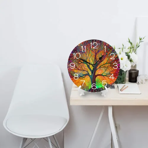 Miniatura 6 de Reloj de pared redondo para cuatro estaciones, árbol de la vida, silencioso, sin tictac, relojes decorativos con pilas, reloj silencioso 9.84