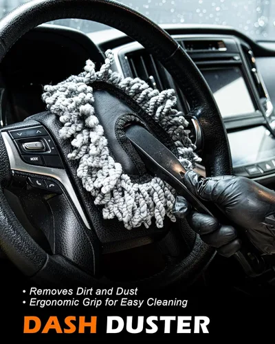 Miniatura 3 de Juego de 8 cepillos para detalles de automóvil, kit de limpieza interior del automóvil con plumero de salpicadero, 4 cepillos de detalles
