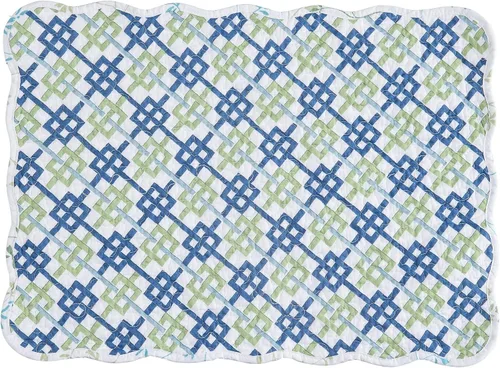 Miniatura 4 de C&F Home Olivia - Juego de 6 manteles individuales rectangulares de algodón acolchado reversible con diseño vintage de flores azules y blancas